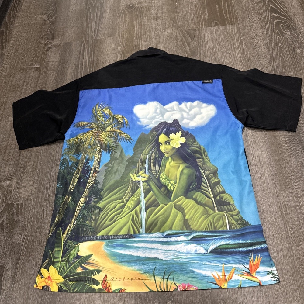 New Mens Rare Rick RIETVELD S Hidden Island Black Button Down Shirt Camp